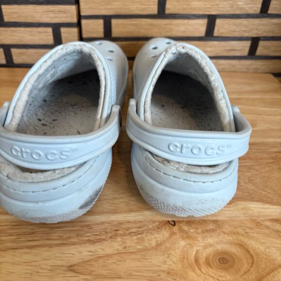 Crocs Light Blue Fur Lined Clogs W9/M7 - Picture 6 of 8